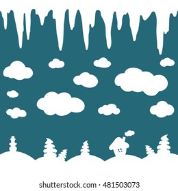 Vector Illustration with Isolated Winter Elements for Design. Simple Background Pattern.