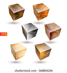 Vector illustration with  isolated wood  texture striped blocks 