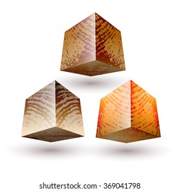 Vector illustration with  isolated wood  texture striped blocks. 
