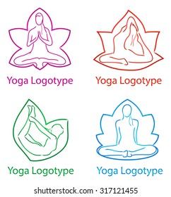 vector illustration of isolated yoga logo set