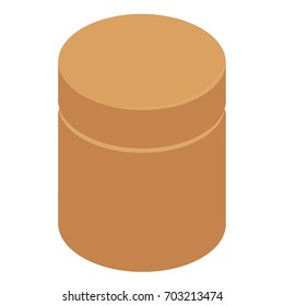 Vector illustration isometric 3d brown cylinder box for tee or coffee. Brown cardboard package