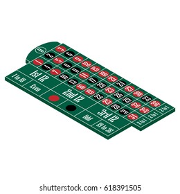 Vector illustration isometric 3d European roulette table, field. Gambling game