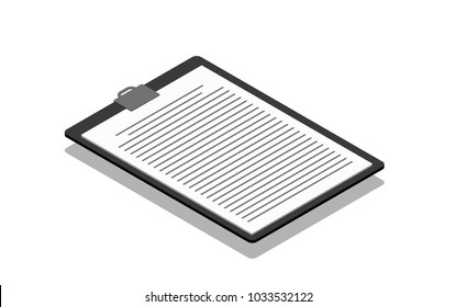 vector illustration of isometric 3D perspective signed a business contract, the badge of the agreement. Paper deal. Folder