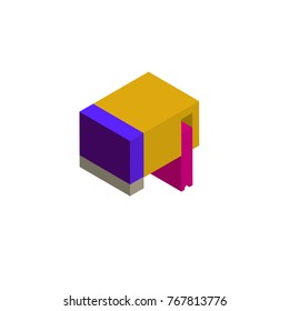 Vector illustration isometric abstract colorful block for logo and icon