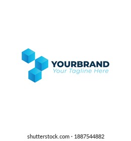 vector illustration of isometric abstract cube logo. perfect for any industry and business.