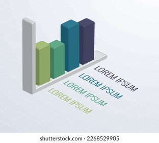 Vector Illustration of an Isometric Bar Graph. 3D Infographic Vector. Data Visualization. Isometric Illustration. Perfect for ppt templates, business presentations, project reports and more. EPS-10