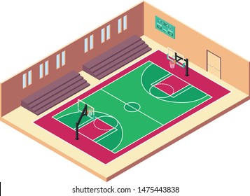 A vector illustration of Isometric Basketball Indoor Court 