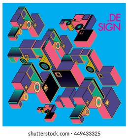 Vector illustration isometric block and cubes. Design template and background for poster