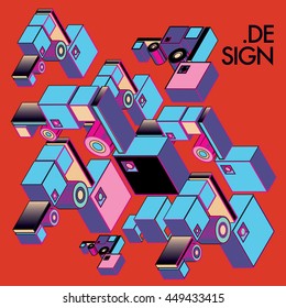 Vector illustration isometric block and cubes. Design template and background for poster