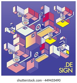 Vector illustration isometric block and cubes. Design template and background for poster