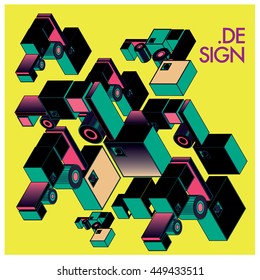 Vector illustration isometric block and cubes. Design template and background for poster