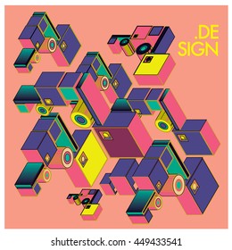 Vector illustration isometric block and cubes. Design template and background for poster