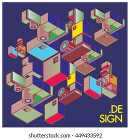 Vector illustration isometric block and cubes. Design template and background for poster