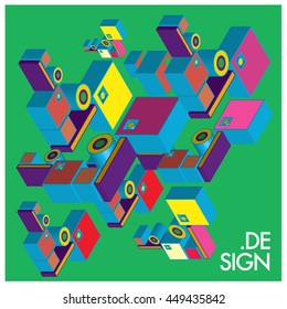 Vector illustration isometric block and cubes. Design template and background for poster