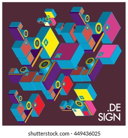 Vector illustration isometric block and cubes. Design template and background for poster