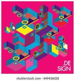 Vector illustration isometric block and cubes. Design template and background for poster