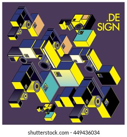 Vector illustration isometric block and cubes. Design template and background for poster