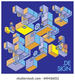 Vector illustration isometric block and cubes. Design template and background for poster