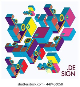 Vector illustration isometric block and cubes. Design template and background for poster
