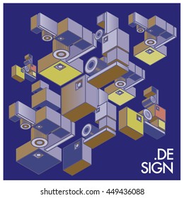 Vector illustration isometric block and cubes. Design template and background for poster