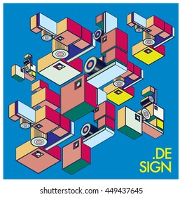 Vector illustration isometric block and cubes. Design template and background for poster
