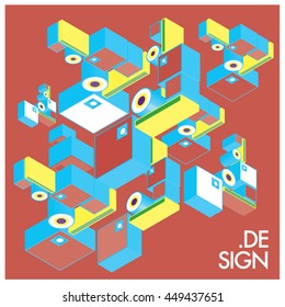 Vector illustration isometric block and cubes. Design template and background for poster
