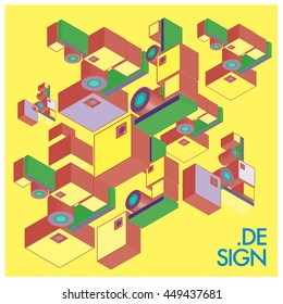 Vector illustration isometric block and cubes. Design template and background for poster
