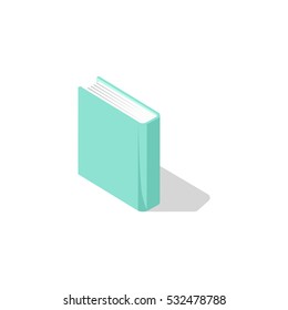 Vector illustration isometric book icon in flat design style isolated on white background.