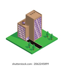 Ilustración vectorial de la construcción isométrica