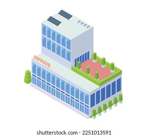 Vector illustration of isometric building, office or apartment Isolation on white.