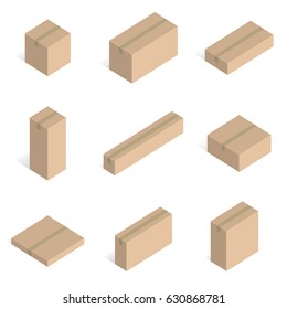 Vector Illustration of Isometric Cardboard Boxes