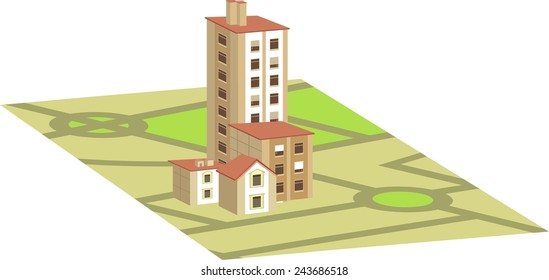 vector illustration of isometric cityscape. custom and edit map