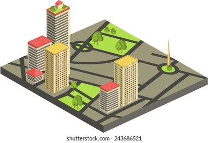 vector illustration of isometric cityscape. custom and edit map