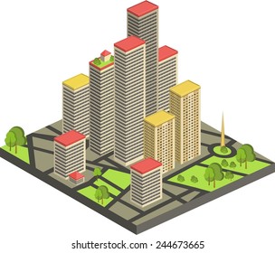 vector illustration of isometric cityscape. custom and edit map