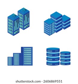 Vector illustration Isometric Data Center Server Icons