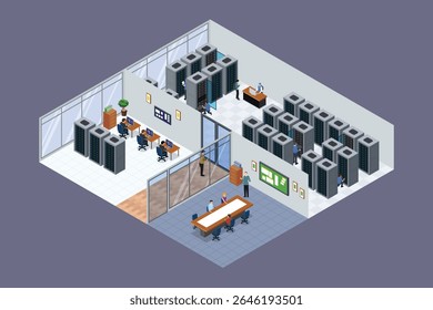 A vector illustration of Isometric of a Data Center Technology