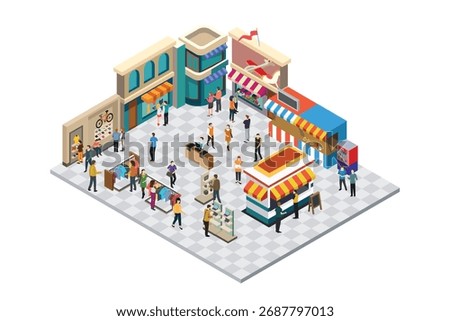 A vector illustration of Isometric of a Department Store Interior
