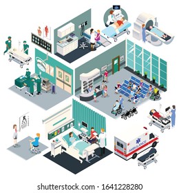 A Vector Illustration Of Isometric Design Of A Hospital 