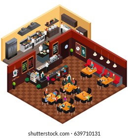 A vector illustration of Isometric Design of a Restaurant