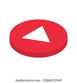 Vector illustration of isometric drawing of a play button. Multimedia files.
