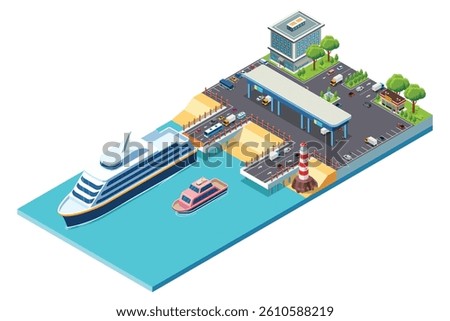 A vector illustration of Isometric Ferry Terminal 