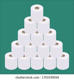 Vector illustration of isometric and flat design stacked toilet paper