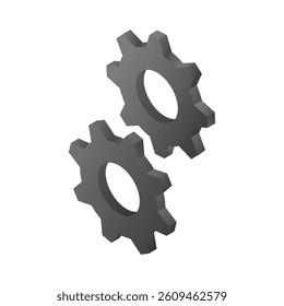 Vector illustration. Isometric gears are isolated on a white background. Isometric icon for your projects.
