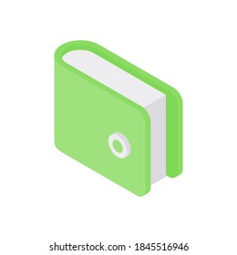 Vector illustration of isometric green organizer on white background showing concept of taking notes about daily routine and strategic plans