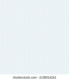 Vector illustration isometric grid graph paper isolated on white background. Triangle line texture. Seamless isometric grid pattern. Blue graph paper grid template.