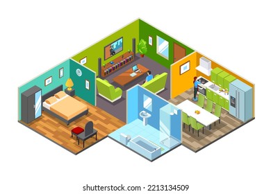 A vector illustration of Isometric Home Indoor