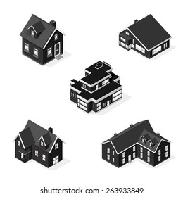 A vector illustration of isometric homes.
Isometric modern Homes.
Various houses icon set.