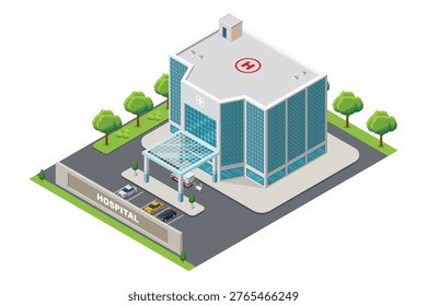 A vector illustration of Isometric Hospital