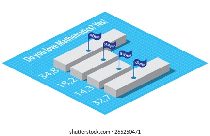 Vector illustration with isometric infographic in blue colors