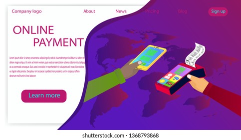 Vector illustration in isometric. Internet payments, protection money transfer, online bank. Mobile marketing and e-commerce. Sale, buy, financial operation, work with money, banking and other